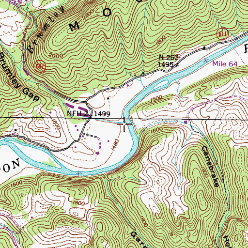 Topographic Map of Brumley Creek, VA