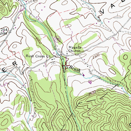 Topographic Map of Brush Creek, VA