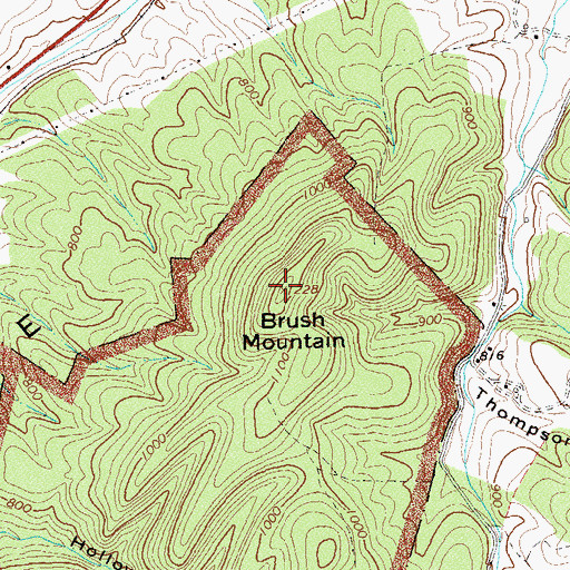 Topographic Map of Brush Mountain, VA