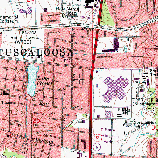 Topographic Map of Happy Acres, AL