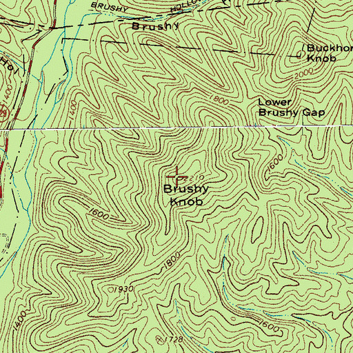 Topographic Map of Brushy Knob, VA