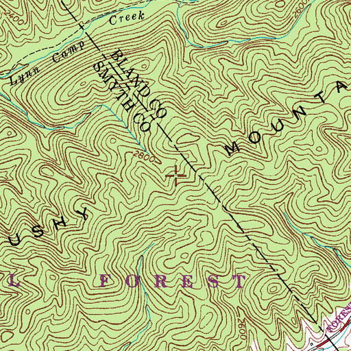 Topographic Map of Brushy Mountain, VA