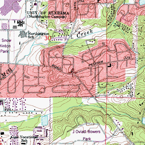 Topographic Map of Hargrove Memorial Methodist Church, AL