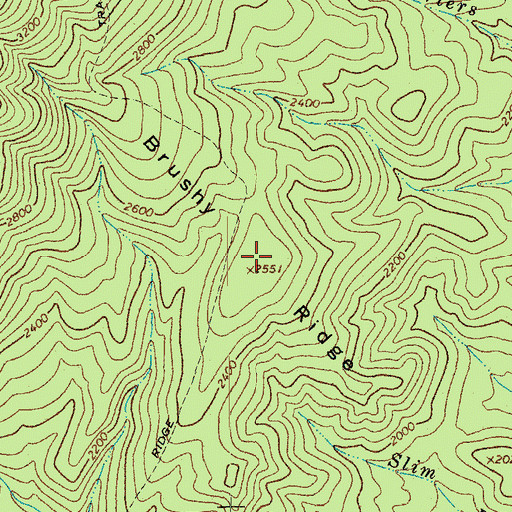 Topographic Map of Brushy Ridge, VA