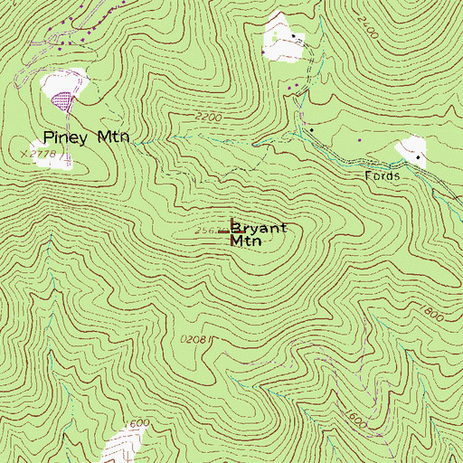 Topographic Map of Bryant Mountain, VA
