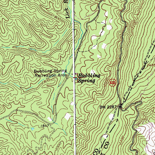 Topographic Map of Bubbling Spring, VA