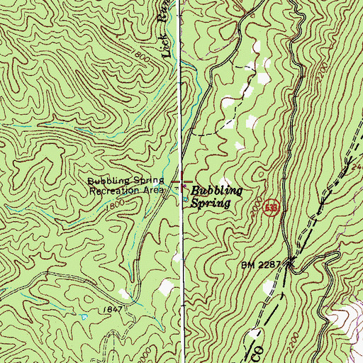 Topographic Map of Bubbling Spring Recreation Area, VA