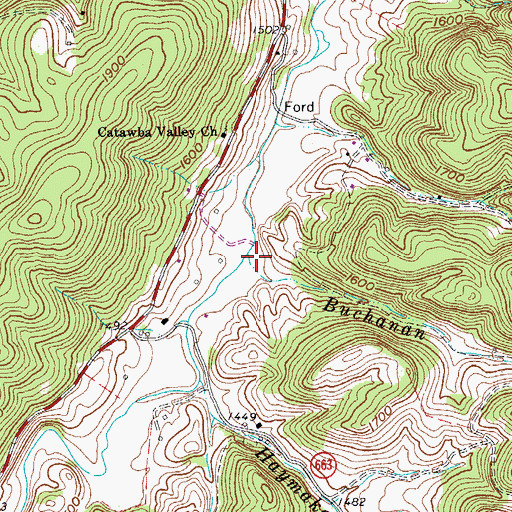 Topographic Map of Buchanan Branch, VA