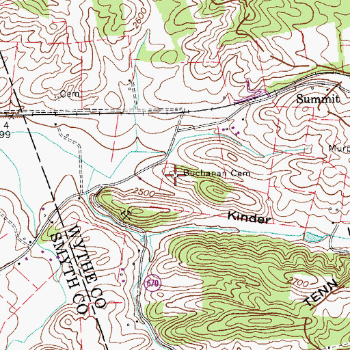 Topographic Map of Buchanan Cemetery, VA