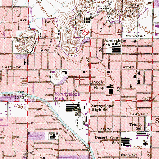 Topographic Map of North Central Heights Shopping Center, AZ
