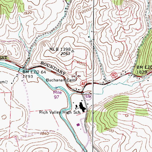 Topographic Map of Buchanan Cemetery, VA
