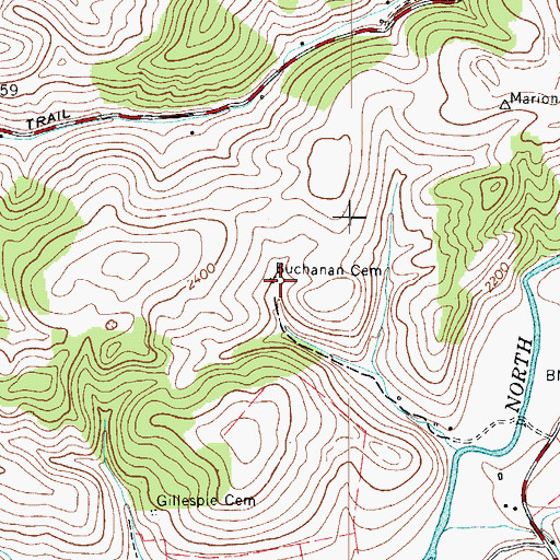 Topographic Map of Buchanan Cemetery, VA