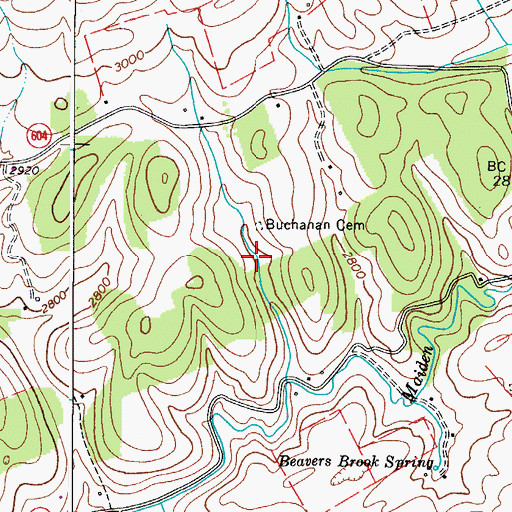 Topographic Map of Buchanan Cemetery, VA