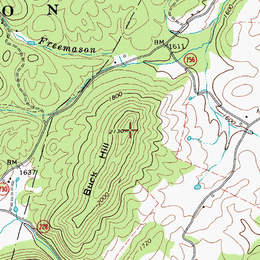 Topographic Map of Buck Hill, VA