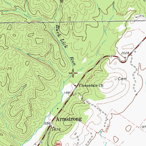 Topographic Map of Buck Lick Run, VA