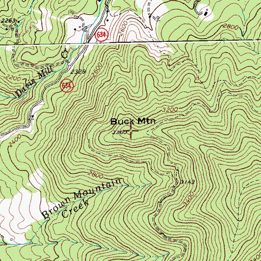 Topographic Map of Buck Mountain, VA