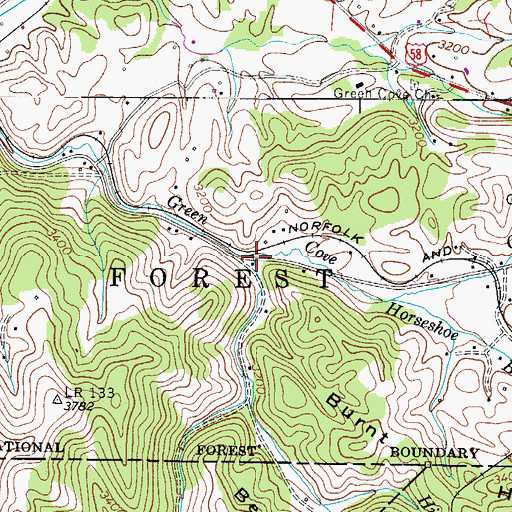 Topographic Map of Buckeye Branch, VA