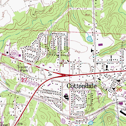 Topographic Map of Harris Memorial Methodist Church, AL
