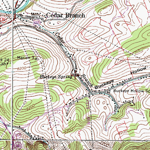Topographic Map of Buckeye Spring, VA