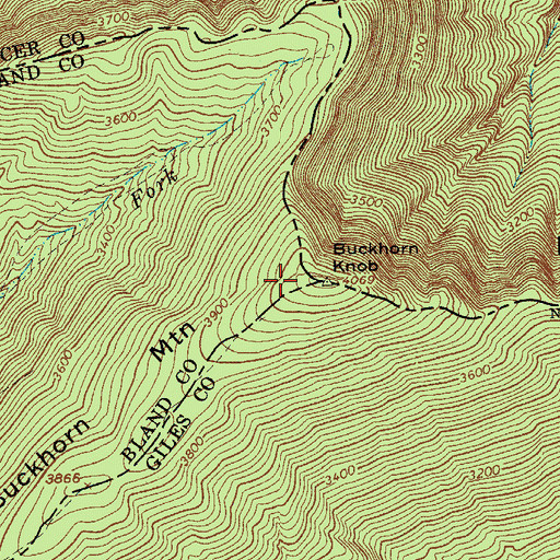 Topographic Map of Buckhorn Knob, VA