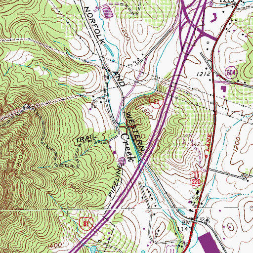 Topographic Map of Buffalo Creek, VA