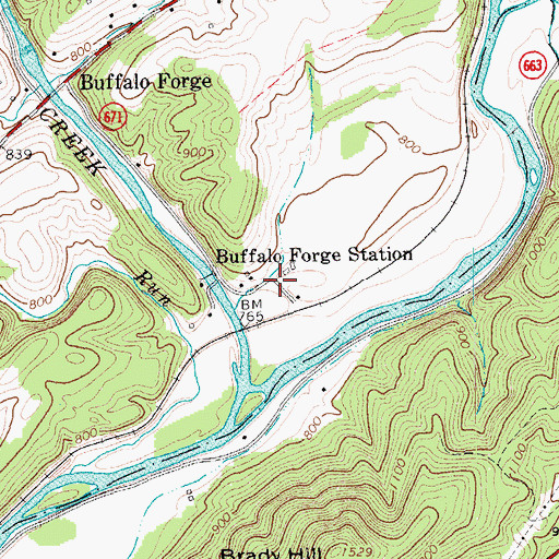 Topographic Map of Buffalo Forge Station, VA