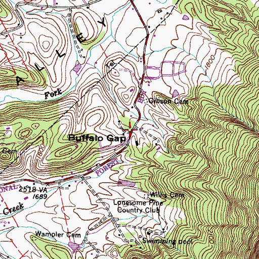 Topographic Map of Buffalo Gap, VA