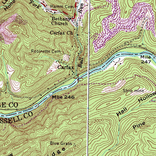Topographic Map of Bull Run, VA