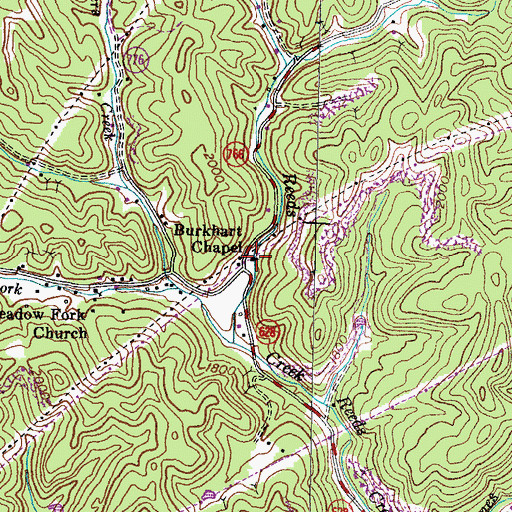 Topographic Map of Burhart Chapel, VA