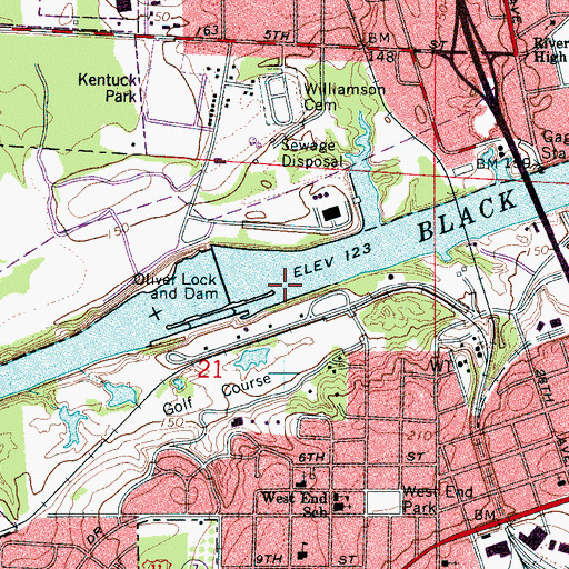 Topographic Map of Hendricks Reef (historical), AL