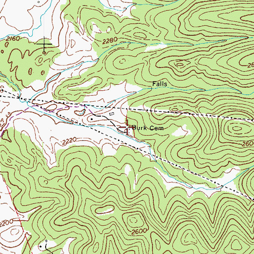 Topographic Map of Burk Cemetery, VA