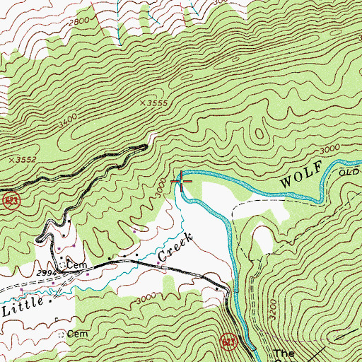 Topographic Map of Burkes Garden Creek, VA