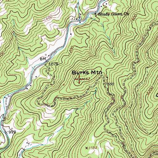 Topographic Map of Burks Mountain, VA
