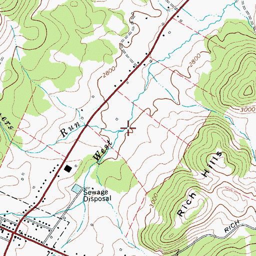 Topographic Map of Burners Run, VA