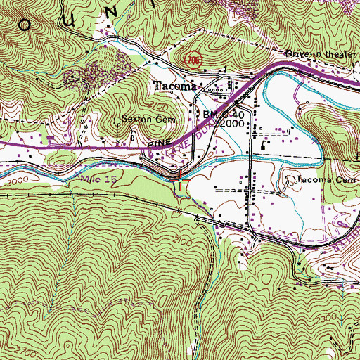 Topographic Map of Burns Creek, VA