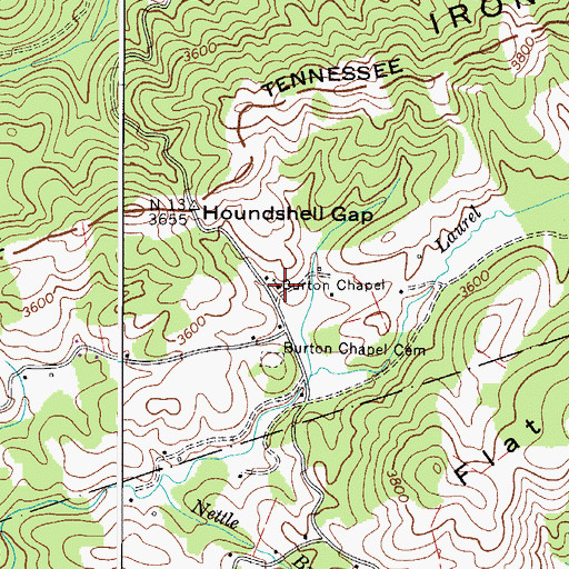 Topographic Map of Burton Chapel, VA