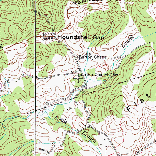 Topographic Map of Burton Chapel Cemetery, VA