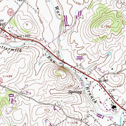 Topographic Map of Buttermilk Run, VA