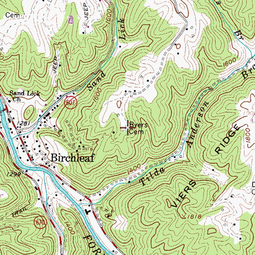 Topographic Map of Byers Cemetery, VA