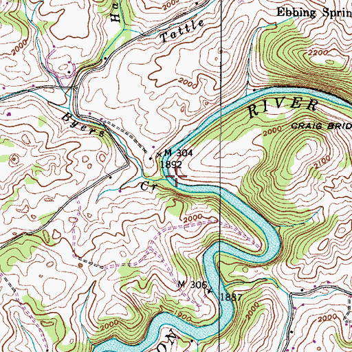 Topographic Map of Byers Creek, VA