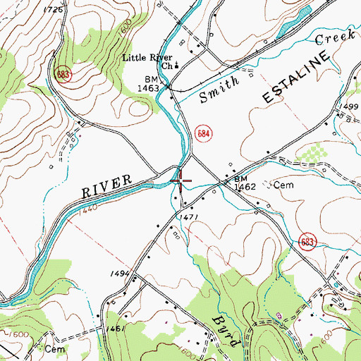 Topographic Map of Byrd Spring Creek, VA