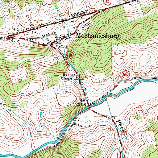 Topographic Map of Byrnes Chapel Methodist Church, VA