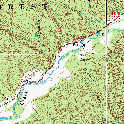 Topographic Map of Cabin Branch, VA