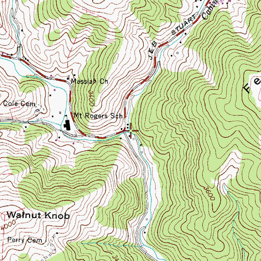Topographic Map of Cabin Creek, VA