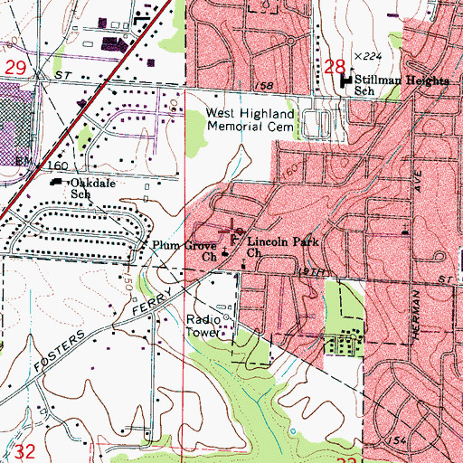 Topographic Map of Herman Avenue Seventh Day Adventist Church, AL