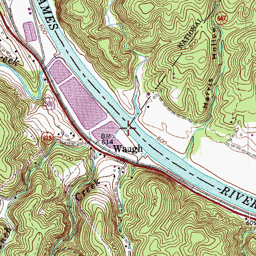 Topographic Map of Cabin Creek, VA