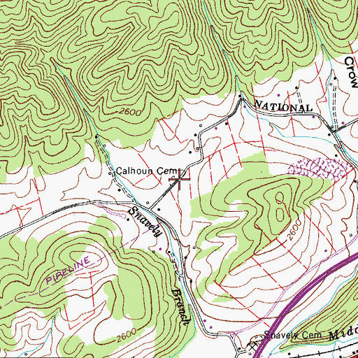 Topographic Map of Calhoun Cemetery, VA