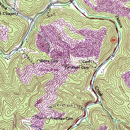 Topographic Map of Callaham Cemetery, VA