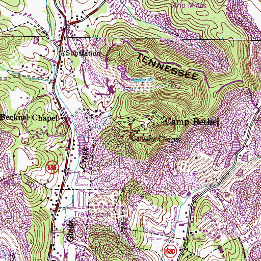 Topographic Map of Calvary Chapel, VA