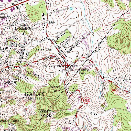 Topographic Map of Calvary Church, VA